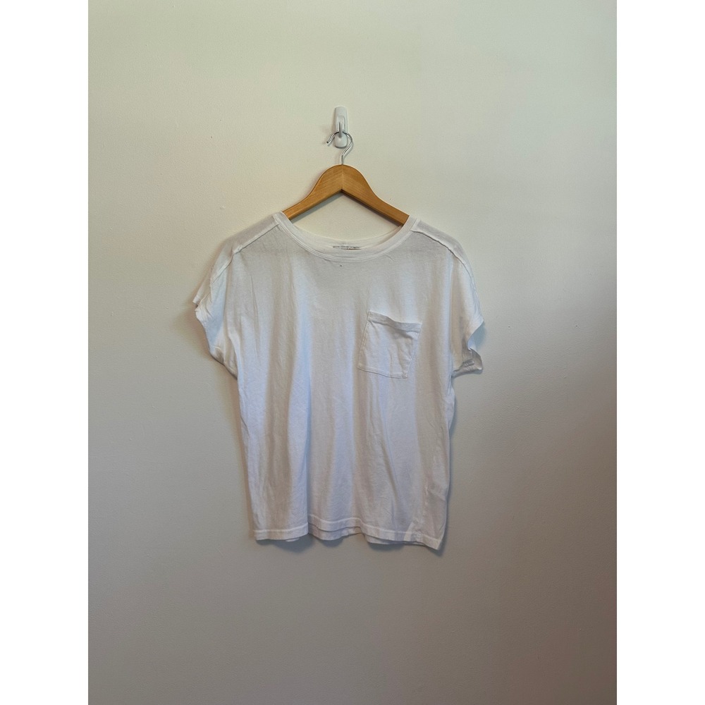 Michael Stars White Cotton Short Sleeve Pocket T-Shirt | Size Medium